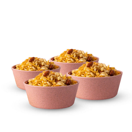 Plush Pink Rice Husk Curry Bowl  | Set of 4