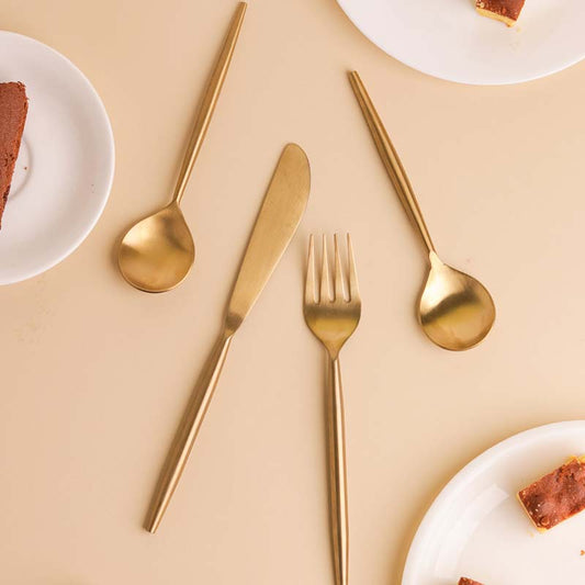 Matte Gold Stainless Steel Cutlery | Set of 4