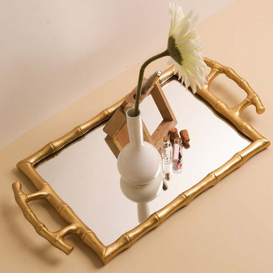 Bamboo Design Mirror Vanity Tray