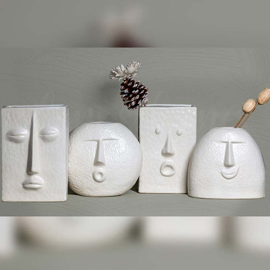 The Nordic Ivory Face Vase Collection | Set of 4