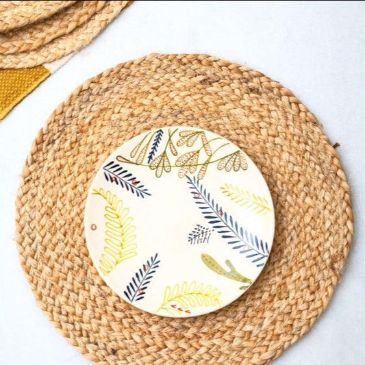 Beige Round Jute Placemat | 12 Inches | Set of 4,6