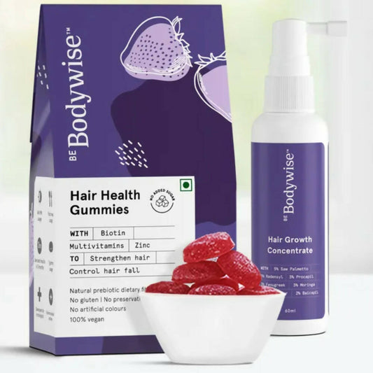 BeBodywise 4% Redensyl Hair Oil Booster-30 ml and Hair Health- 60 Gummies-Combo