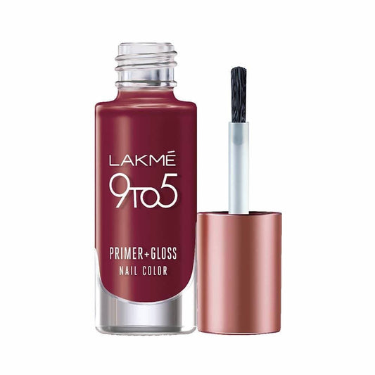 Lakme 9 to 5 Primer + Gloss Nail Colour  Red Alert - 6 ml