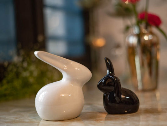 Lucky Bunny Family Ceramic Showpieces | Set of 2