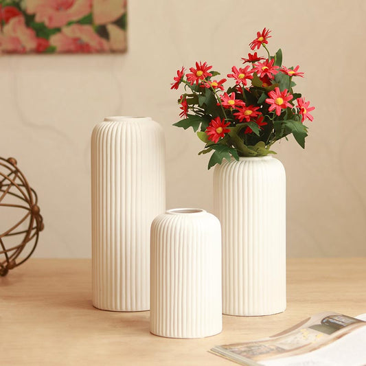 Modern Ceramic Flower Vase | Set Of 3 | Multiple Colors