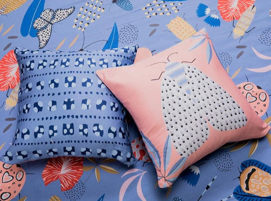 Blue & Pink Forest Of Adventures Cushion Covers | Set of 2