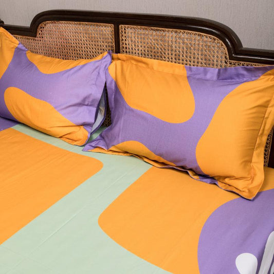 Purple & Saffron Matisse meets Memphis Bedding Set | King Size