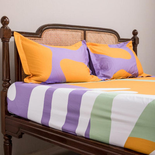 Purple & Saffron Matisse meets Memphis Bedding Set | King Size