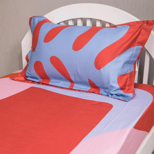 Red & Blue Matisse meets Memphis Bedding Set | Single Size