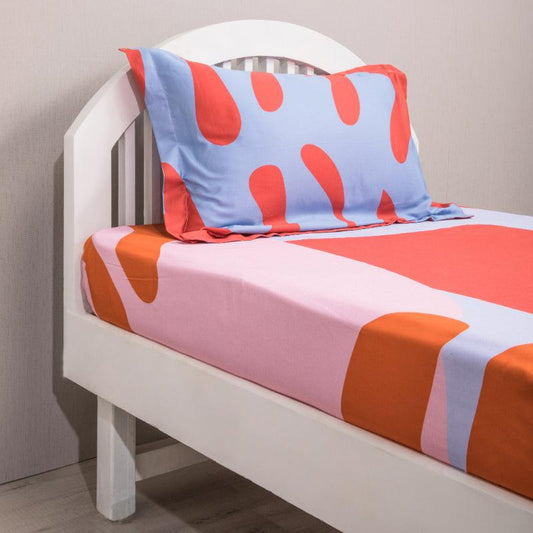 Red & Blue Matisse meets Memphis Bedding Set | Single Size