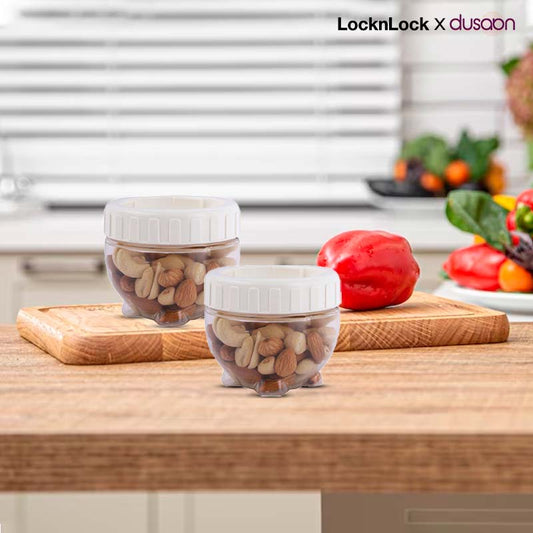 Interlock Round Refrigerator Food Storage Container With White Lid | 150ml | Set of 2