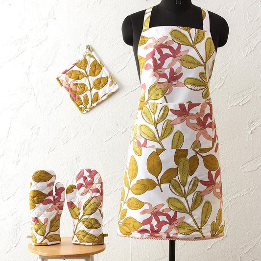 Mulaga Apron, Pot Holder & 2 Gloves Set | Multiple Colors