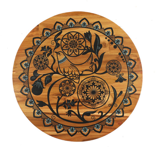 Bird On A Mandala Lazy Susan Platter | Single