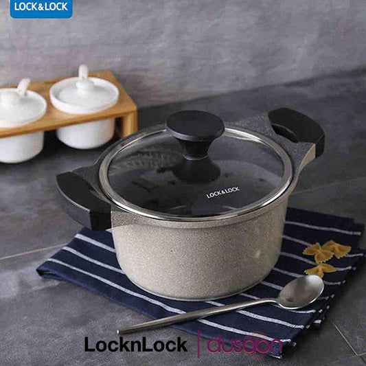 LocknLock Ceramic Marble Coating Stone Casserole With Lid | Non Toxic |20cm, 24cm