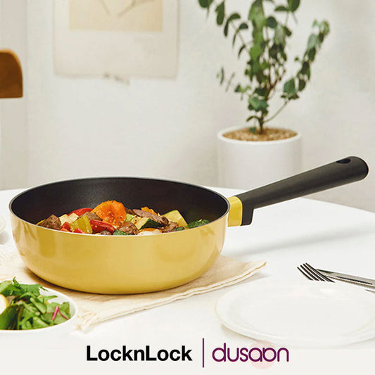 LocknLock Decore Yellow Wok | 9 Inches |Safe for all cooktops