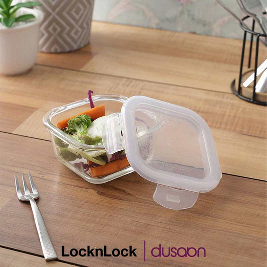 Euro Heat Resistance Glass Square Airtight Food Storage Container | 300ml