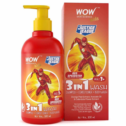 Wow Skin Science Kids 3 in 1 Wash - Red Speedster Flash Edition - 300 ml