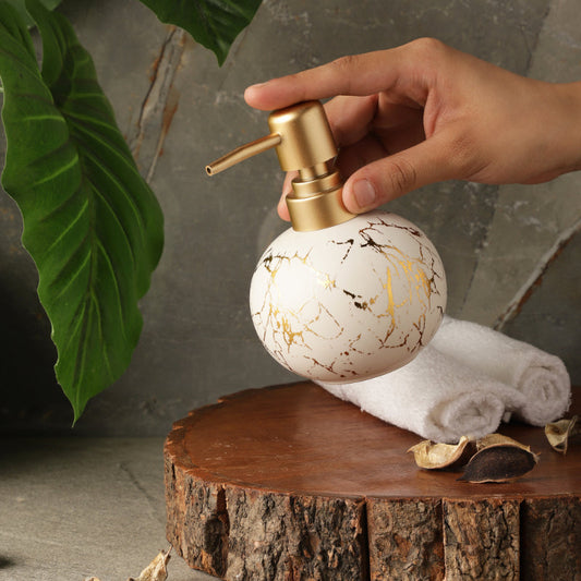 White Marble Textured Soap Dispenser