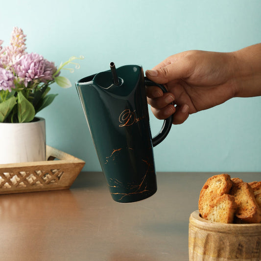 Ceramic Dream Green Straw Mug