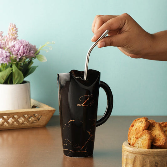 Ceramic Life Black Straw Mug