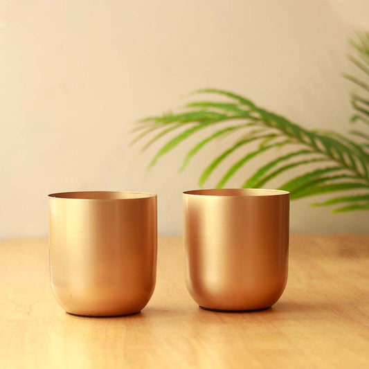 The Praya |  Set of 2 Gold Metal Plant Pots