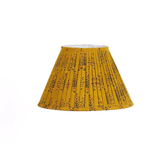 Mustard Kalmkari Pleated Empire Lampshade