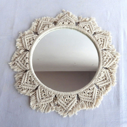 Cotton Hand Woven Frame Wall Mirror