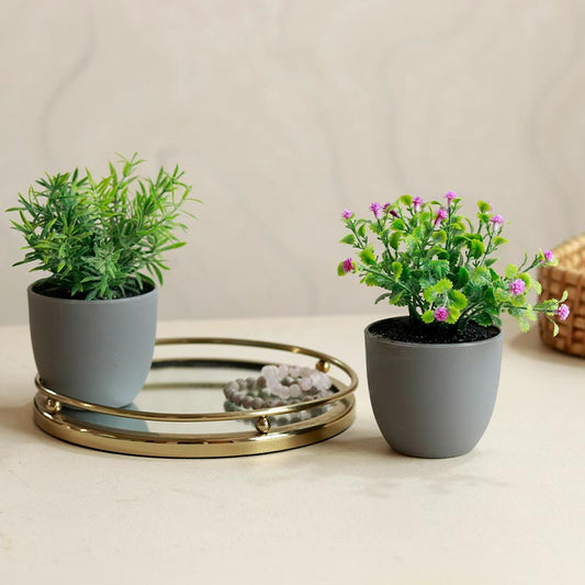 The Tiny Sprouts | Set of 2 Small Artificial Plants | 6 inches each