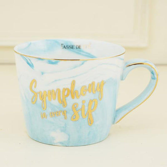 Symphony In Every Sip | Bone China | Blue Marble Finish Mug | 300ml