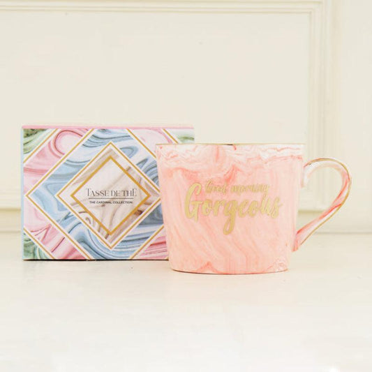 Bone China Pink Marble Finish Mug  |300ml | Multiple Colors