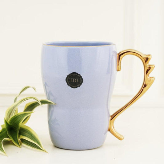 Classic Mug With Designer Golden Handle | 5oo ml | Multiple Colors