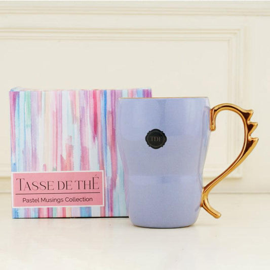 Classic Mug With Designer Golden Handle | 5oo ml | Multiple Colors