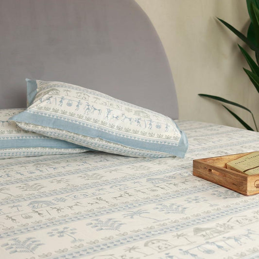 White Printed Cotton Bedding Set | King Size