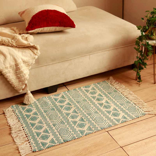 Mario Multi-colored Printed Dhurrie | Floormat | 33x21 Inches