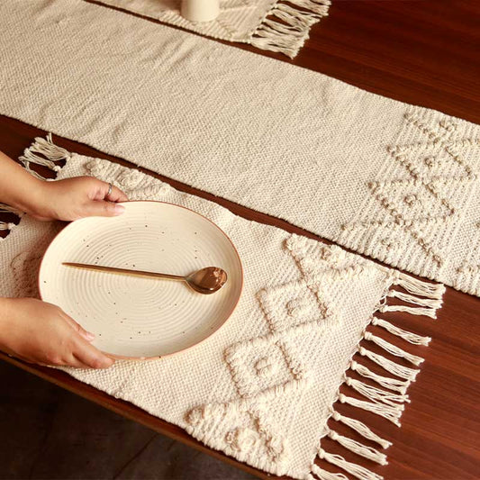 Handmade Natural Diamond Table Placemats | Set of 4, 6 | 13x19 Inches