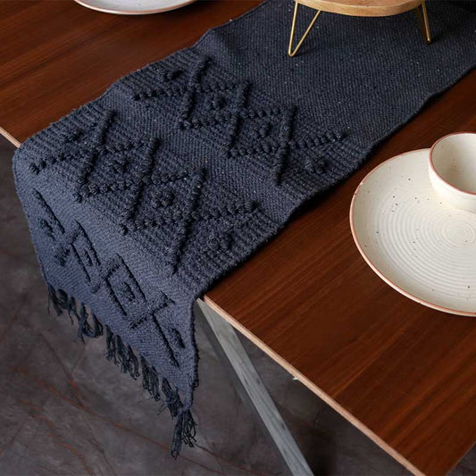 Charcoal Diamond Table Runner | 72x13 Inches