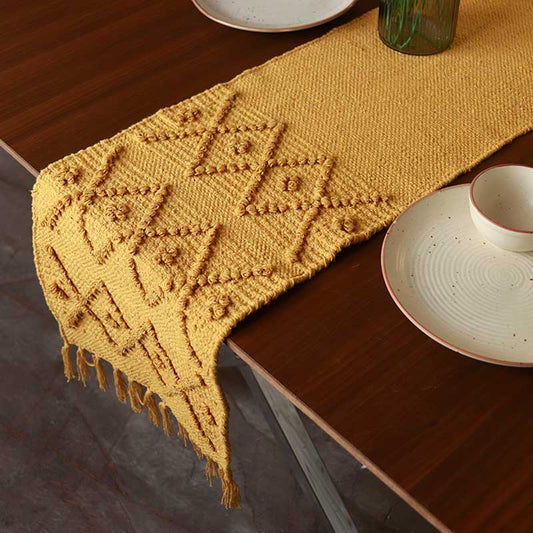 Ochre Hand-loomed Cotton Runner | 72 x 13 Inches