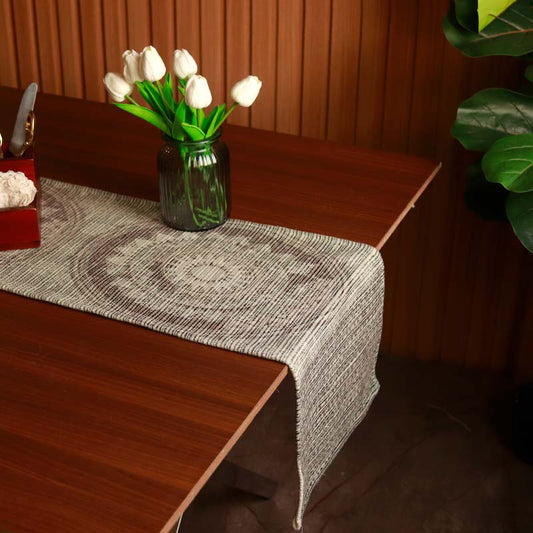 Grey Hand-loomed Cotton Runner | 72 x 13 Inches