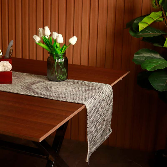 Grey Hand-loomed Cotton Runner | 72 x 13 Inches