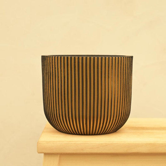 Black and Gold Ball Groove Planter | Multiple Sizes