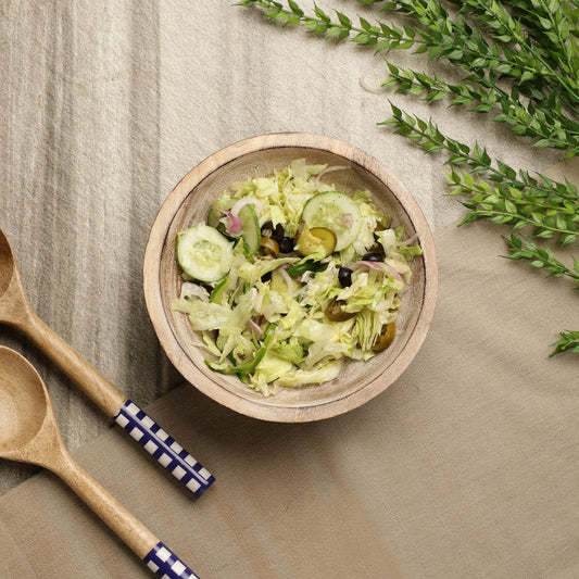 Wooden Salad Bowl Distressed White