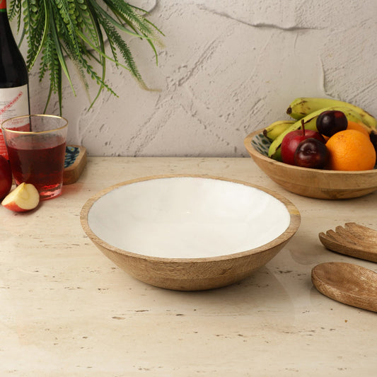 Large White Wooden Salad Bowl