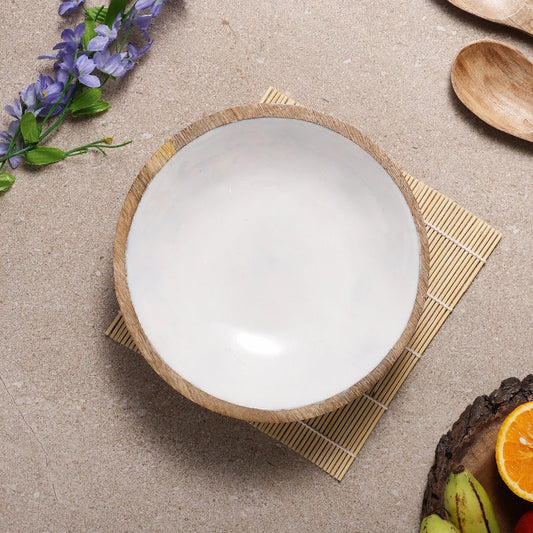 Large White Wooden Salad Bowl