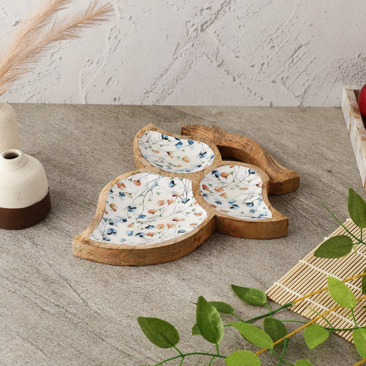 Wooden Tri Leaf Serving Platter | Spring Meadow