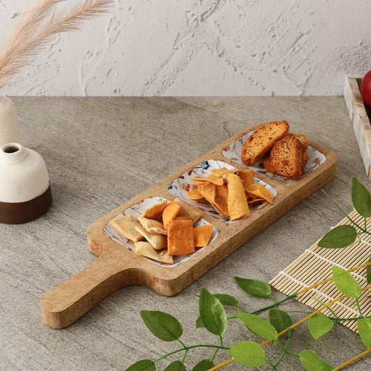 Wooden 3-Part Paddle Platter | Spring Meadow