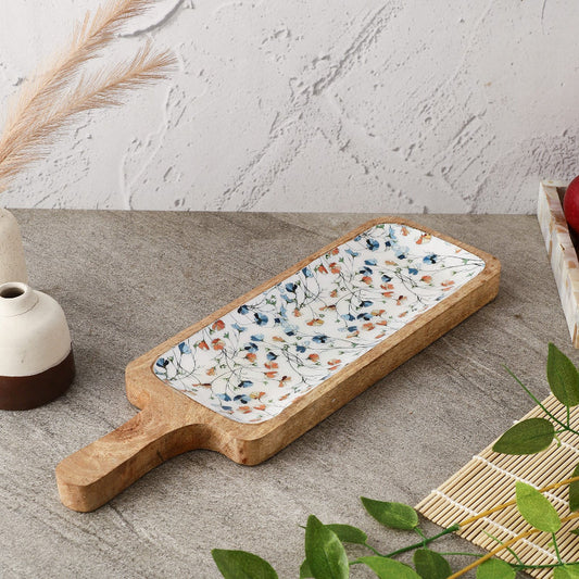 Wooden Paddle Shaped Platter | Spring Meadow