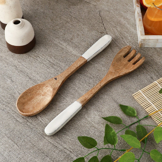 White Wooden Cutlery