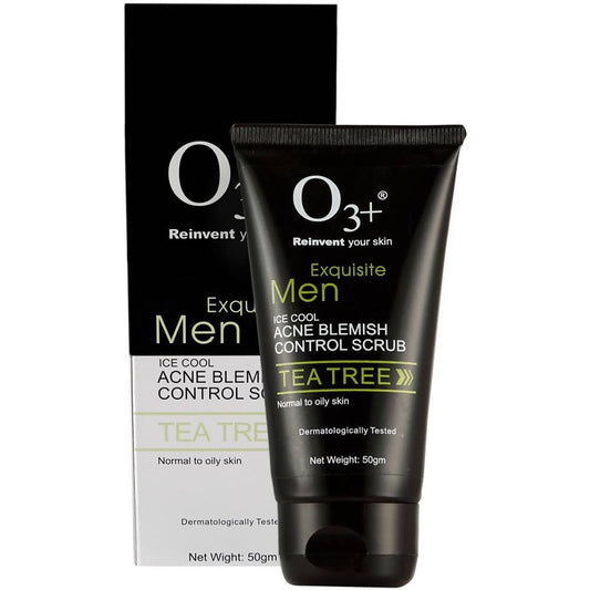 Professional O3+ Exquisite Men Tea Tree Ice Cool Acne Blemish Control Scrub - 50 gms