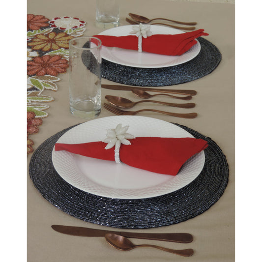 Luster Blue Beaded Placemats | Set of 4