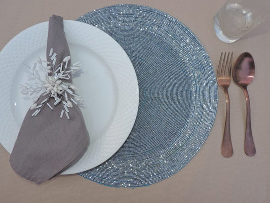 Blue Beaded Placemats | Set of 4